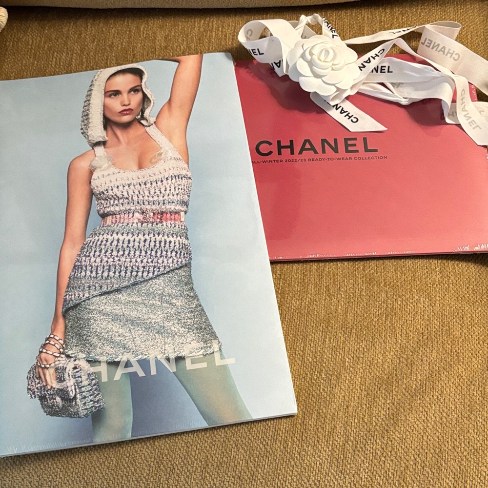 CHANEL Fashion Books with Pink and White Covers and ribbon/ camellia